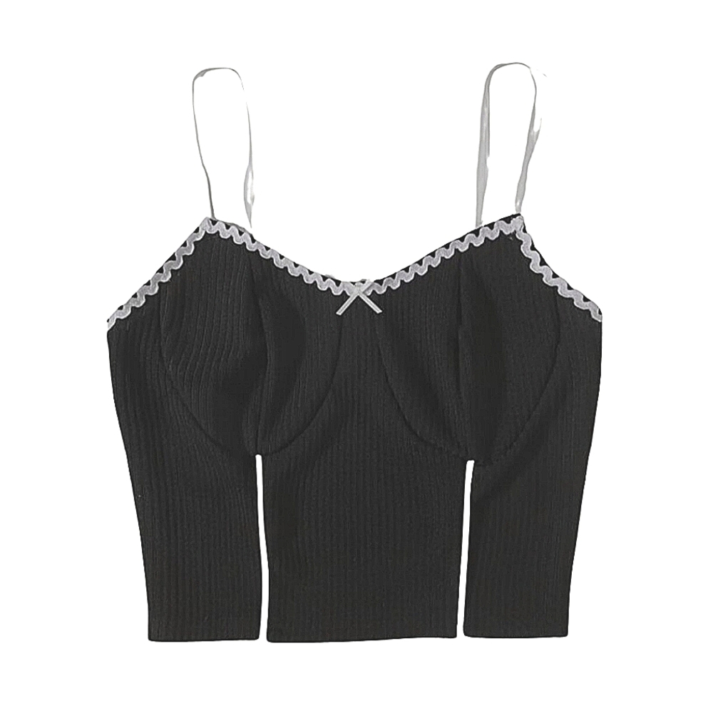 Nwt Romwe Piping Buster Crop Cami Top Size Small in Black